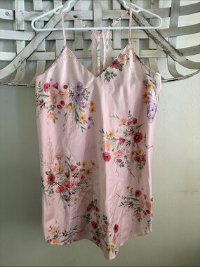 Flora Nikrooz Pink Floral Spaghetti Strap Slip Dress for Girls